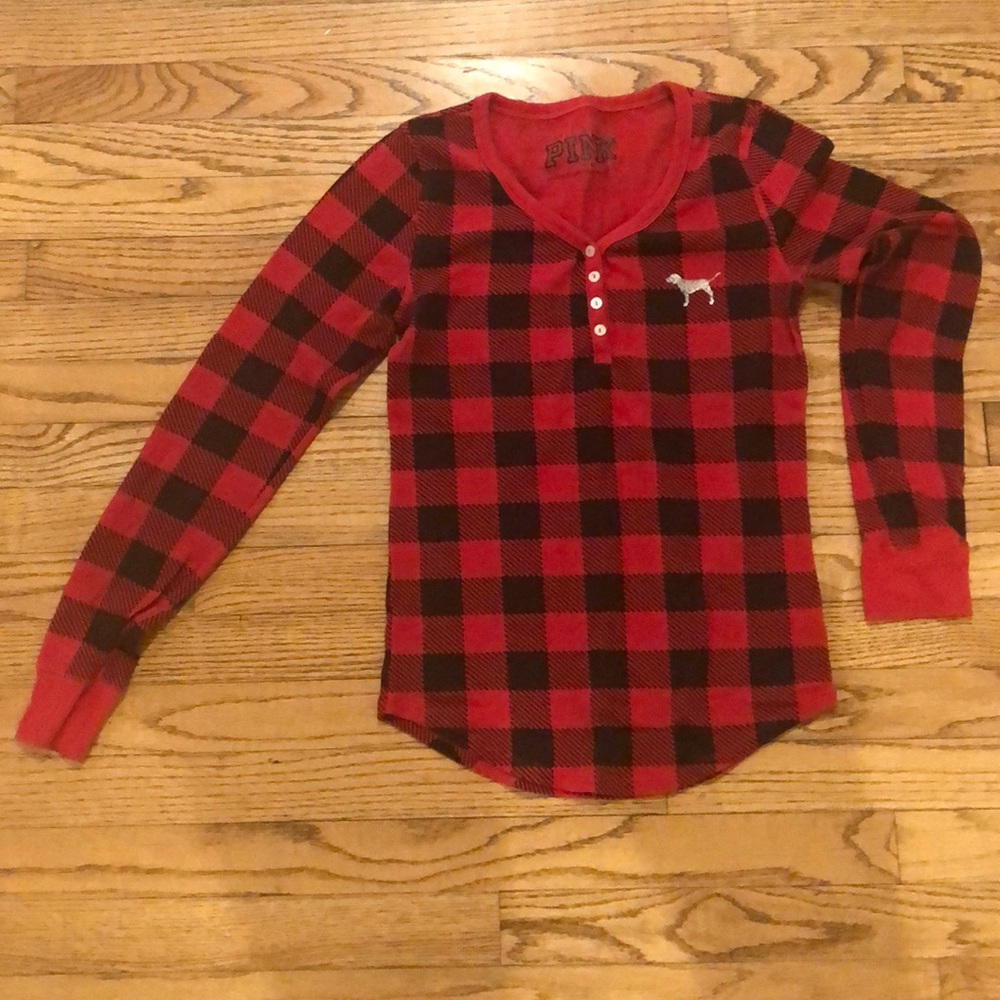 VS Pink Buffalo Plaid Pajama Top